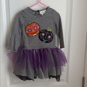 Emily Rose Halloween Costume Dress with Stripes and Tulle - Black, Purple, Gray